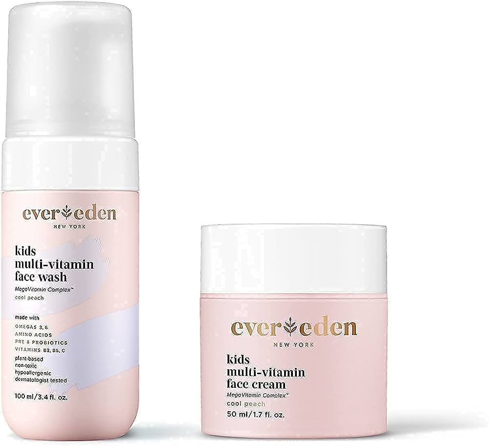 Evereden Kids Face Cream, 1.7 oz. & Kids Face Wash, 3.4 fl oz. | Cool Peach Scent | 2 Item Bundle... | Amazon (US)