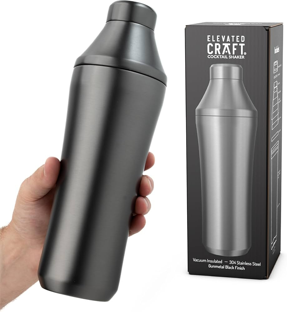 Elevated Craft Hybrid Cocktail Shaker - Premium Vacuum Insulated Stainless Steel Gunmetal Cocktai... | Amazon (US)