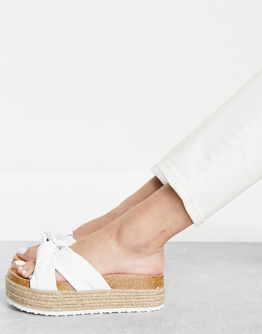 ASOS DESIGN Teegan knotted flatform sandals in white | ASOS (Global)