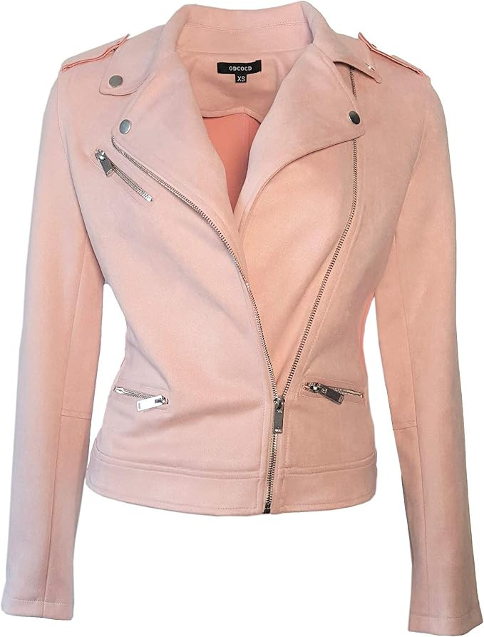 ODCOCD Faux Suede Jacket for Women Long Sleeve Zipper Up Casual Outwear | Amazon (US)