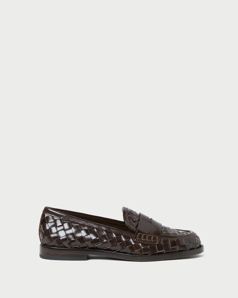 Rachel Espresso Woven Leather Loafer | Loeffler Randall