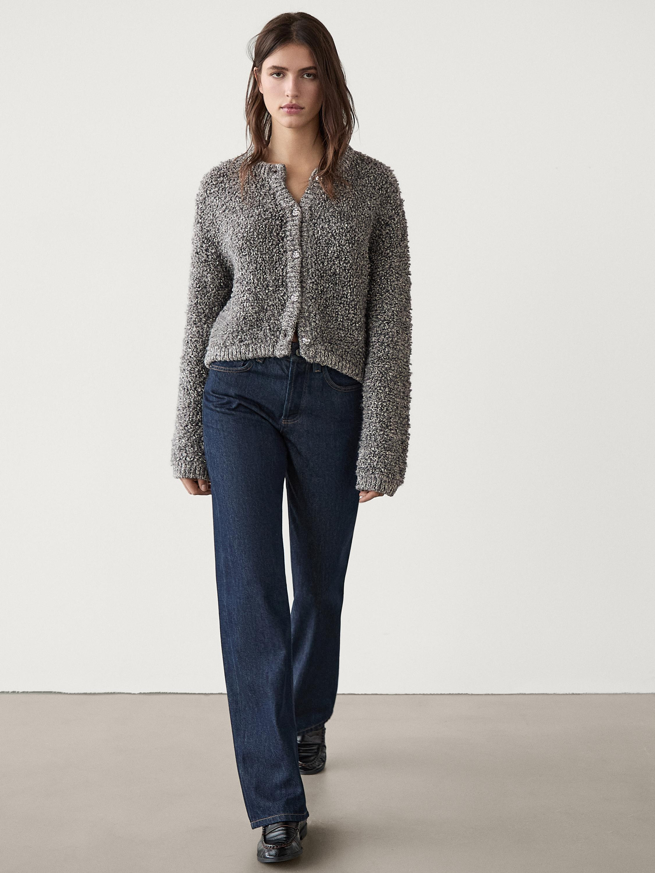 Wool blend cardigan with button details | Massimo Dutti UK