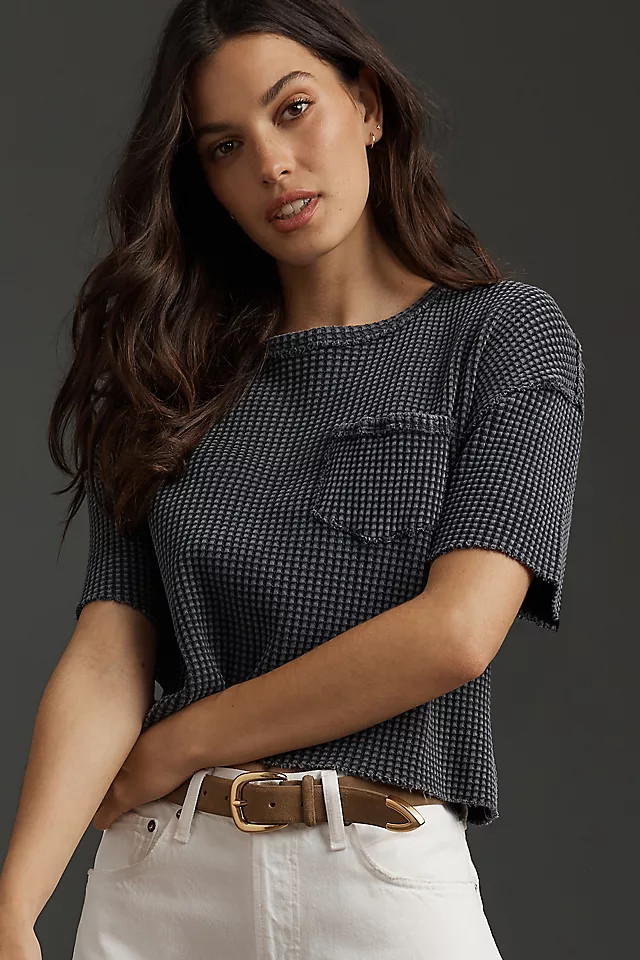 Short-Sleeve Waffle Tee | Anthropologie (US)