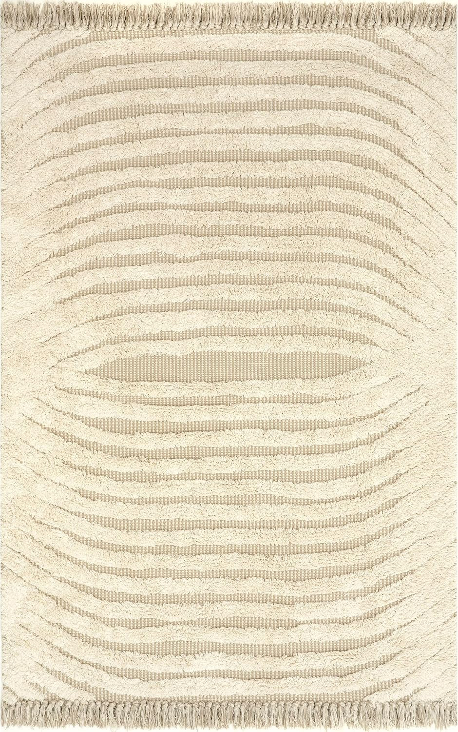 Rugs USA Riley Textured Shag Area Rug, 4x6, Cream | Amazon (US)