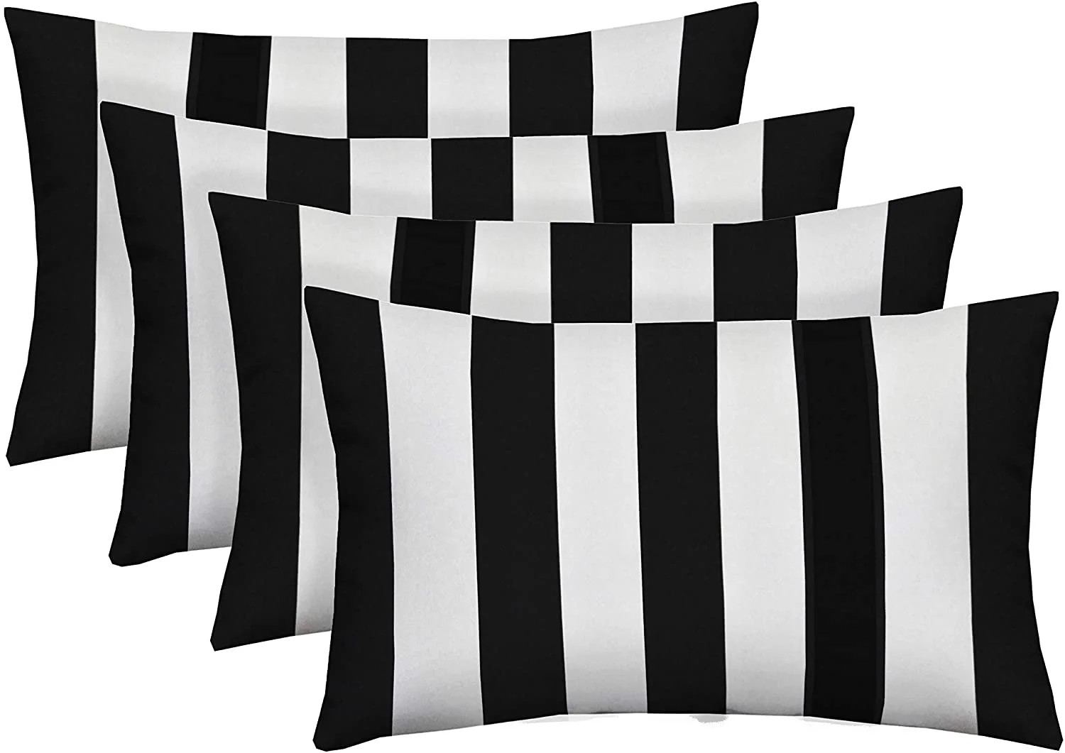 RSH Décor Indoor Outdoor Set of 4 Lumbar Pillows Weather Resistant 26" x 16", Black and White St... | Walmart (US)