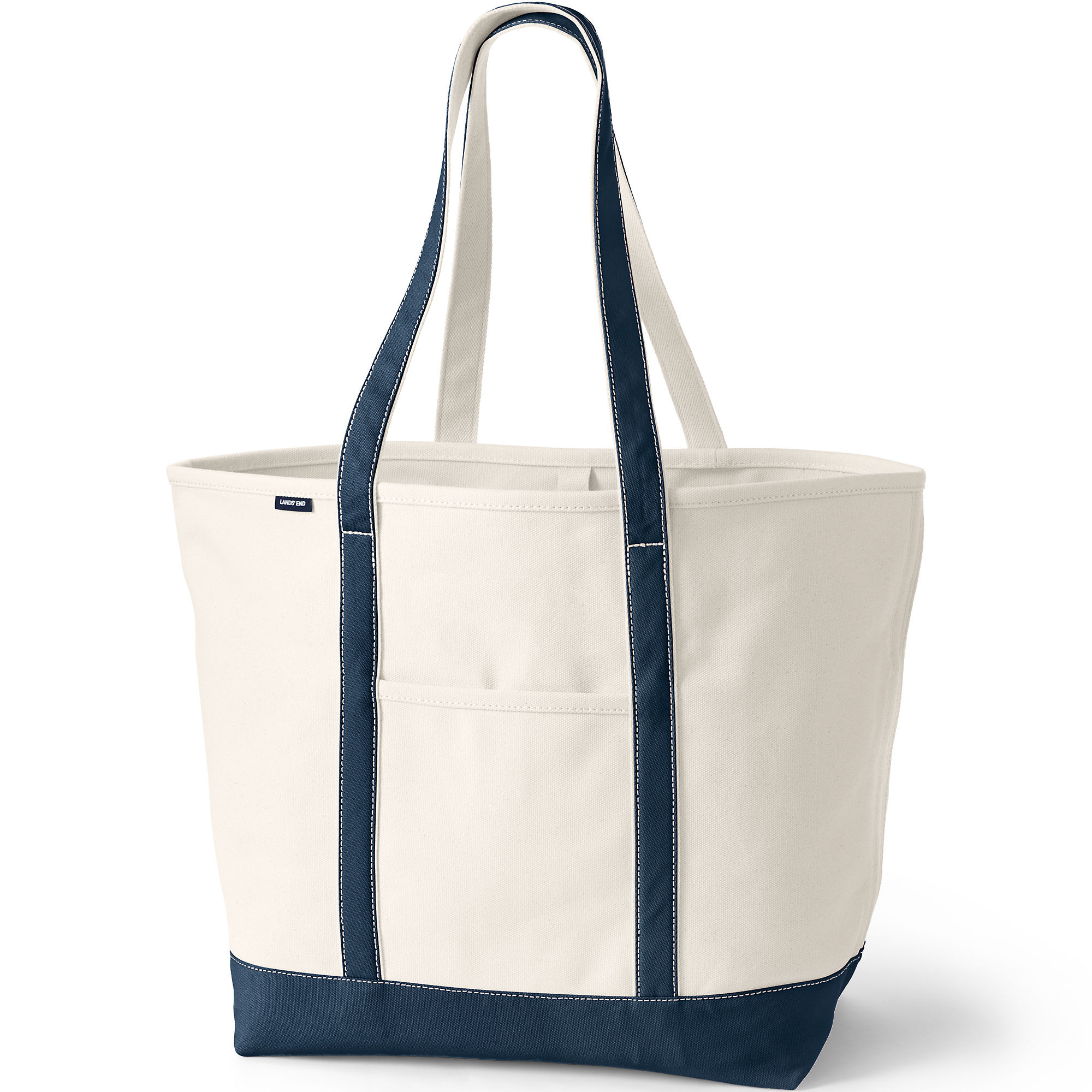 Extra Large 5 Pocket Open Top Long Handle Canvas Tote Bag | Lands' End (US)