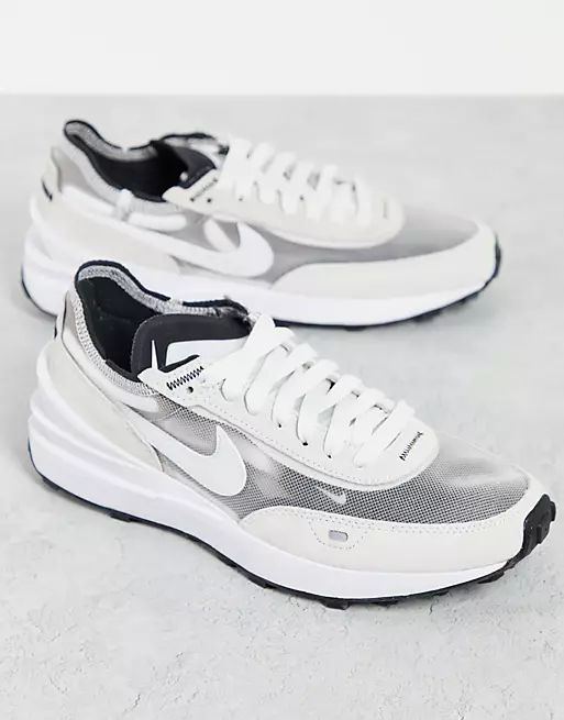 Nike Waffle One mesh trainers in white and grey | ASOS (Global)