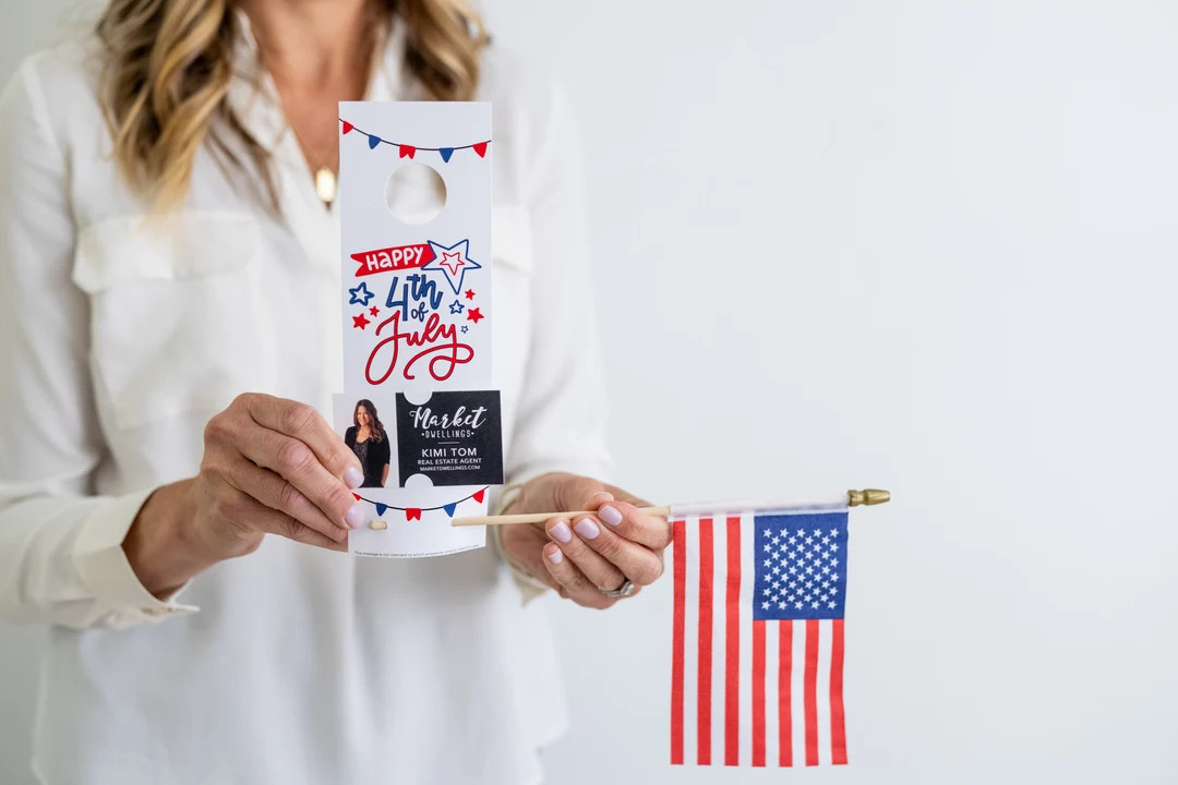 Happy Fourth of July Door Hangers | Real Estate Agent | Flag Holder | Summer 4th of July Client P... | Etsy (US)