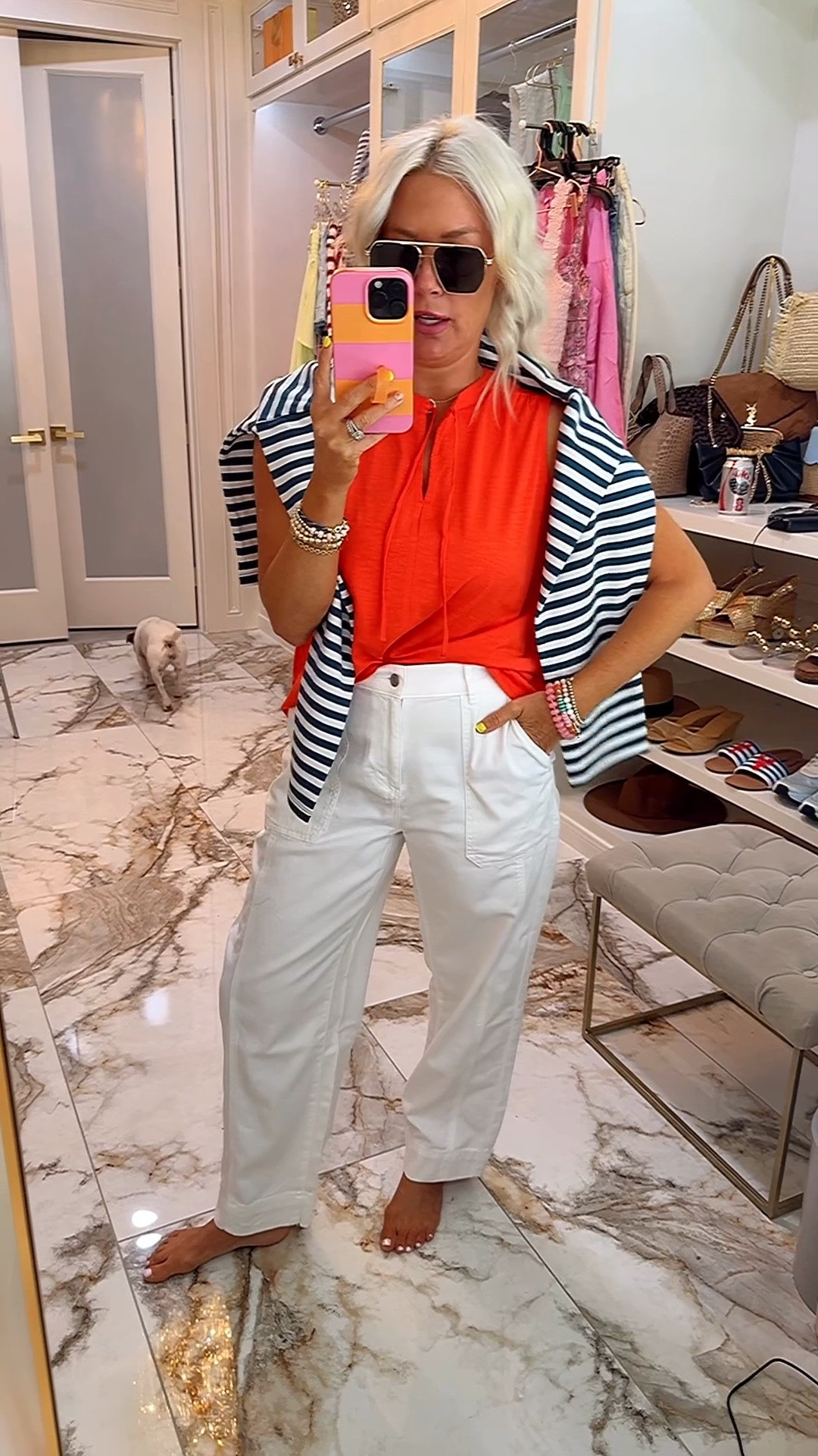 Basic casual red white blue outfit for summer - size small in all
