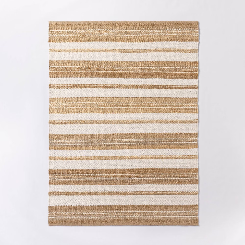 5'x7' Riverton Hand Woven Striped Jute/Wool Area Rug Tan - Threshold™ designed with Studio McGee | Target
