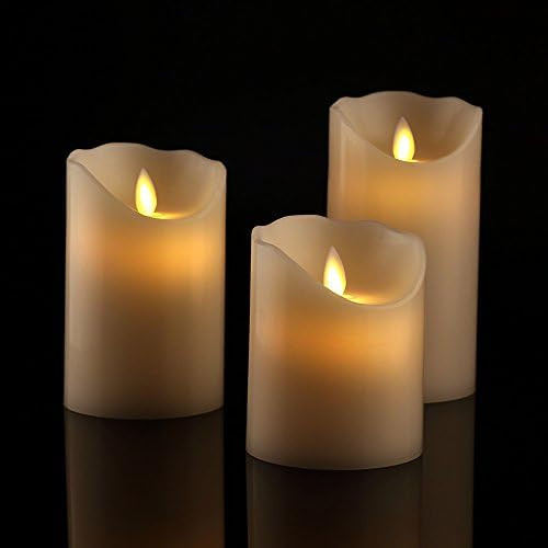Amazon.com: Antizer Flameless Candles 4" 5" 6" Set of 3 Ivory Dripless Real Wax Pillars Include R... | Amazon (US)