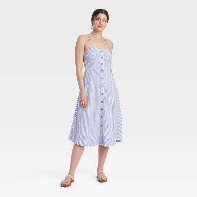 Women's Corset Linen Midi A-Line Dress - Universal Thread™ | Target