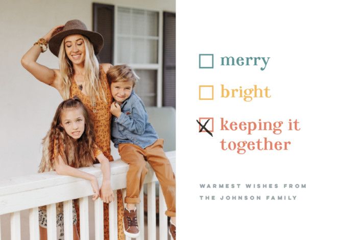 "Keeping it together" - Customizable Holiday Postcards in Yellow by Pink House Press. | Minted