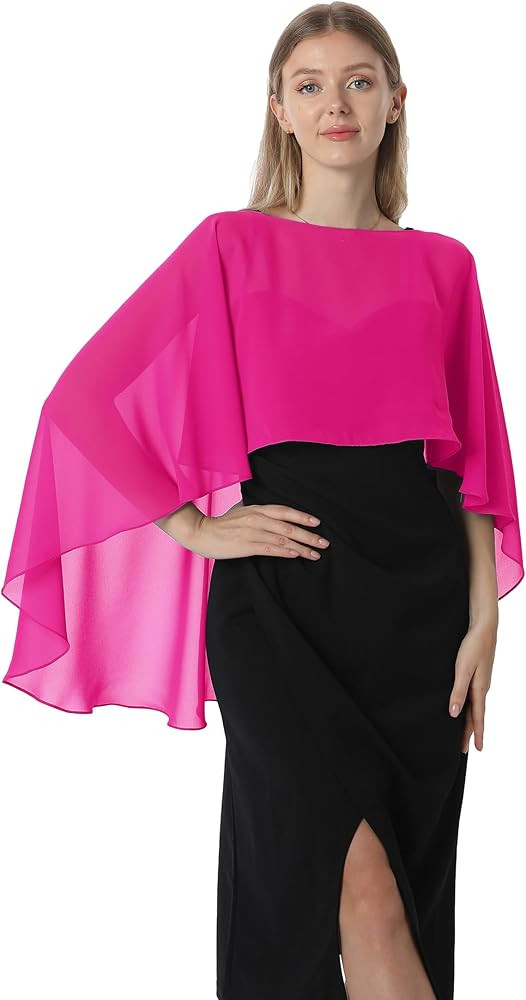 Capelets for women Chiffon Cape Shawls and Wraps for Evening Dress Wedding Capes Cover Up | Amazon (US)