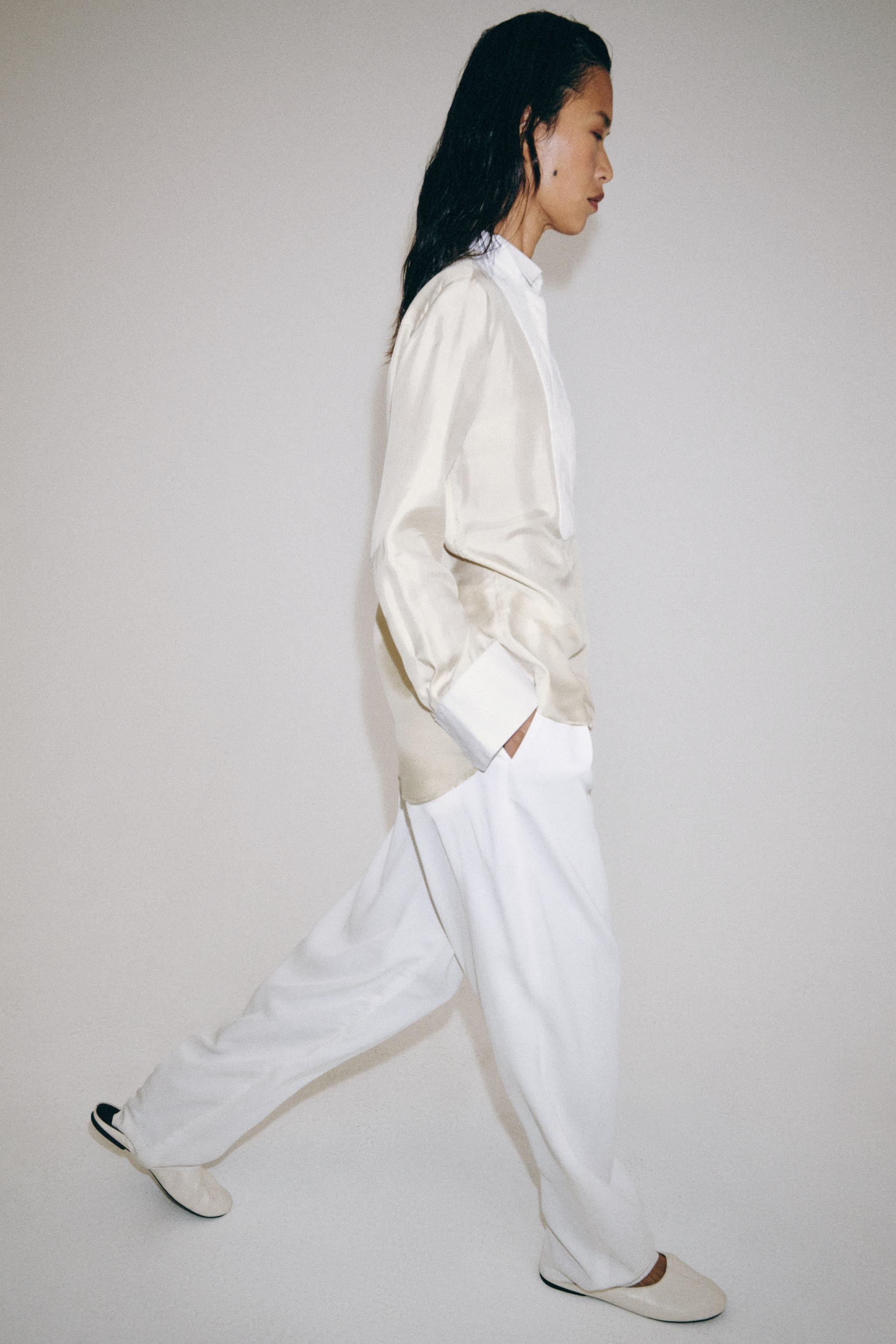 100% SILK BIB SHIRT ZW COLLECTION | Zara US