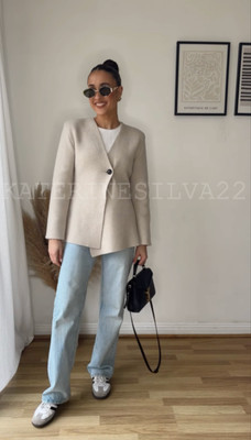 ZARA NEW WOMAN SS24 BEIGE WOOL PEPLUM KNIT BLAZER REF:5755/113 SALE  | eBay | eBay US
