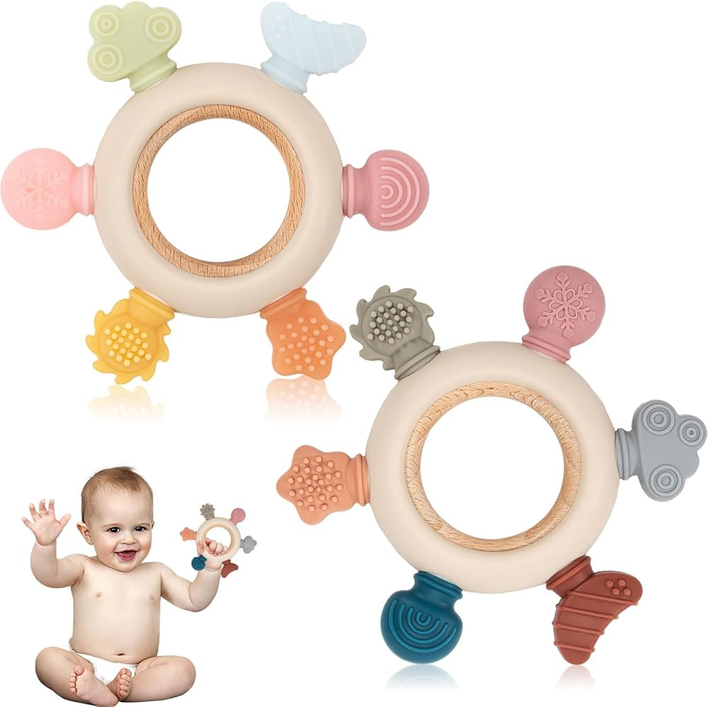 Teething Toys for Babies, 2 Pack Teether for Baby, Silicone Teething Ring for Sucking Needs, BPA ... | Amazon (CA)