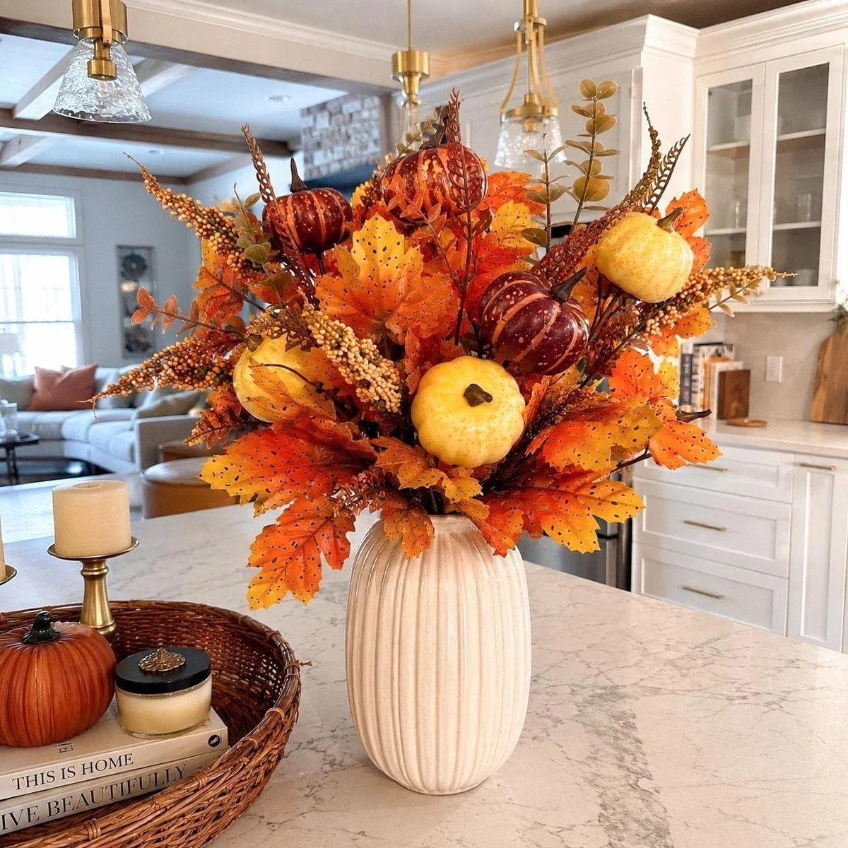 Fall Decor, 5PCS Artificial Autumn Pumpkin Plant Floral Stems Decorations, For Home Weeding Vase ... | Wayfair North America