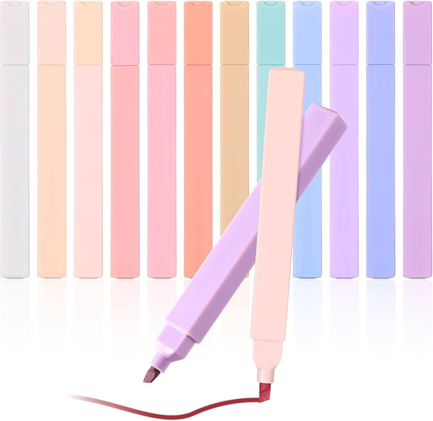 RosewineC Tips Highlighters,12 Pcs Assorted Colours Highlighters,Aesthetic Cute Highlighters No B... | Amazon (UK)