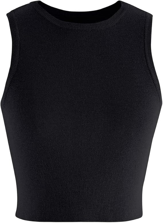 CHICWISH Women's Black/White/Pink Asymmetric Halter Neck Knit Crop Top | Amazon (US)