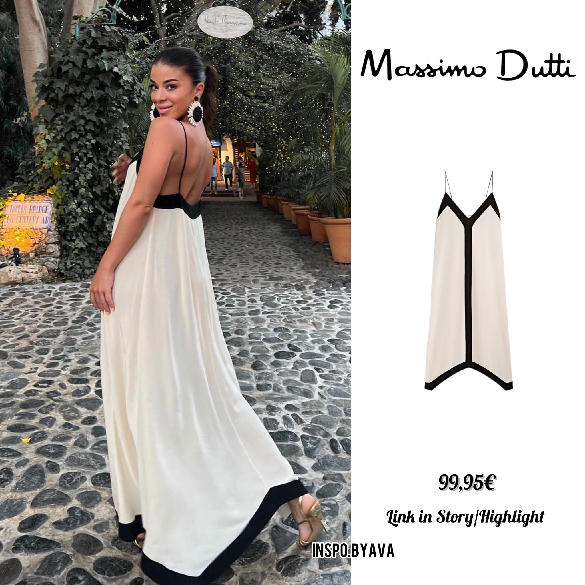 【Massimo Dutti】Long contrast V-neck dress Strappy dress with contrast V-neck curated on LTK