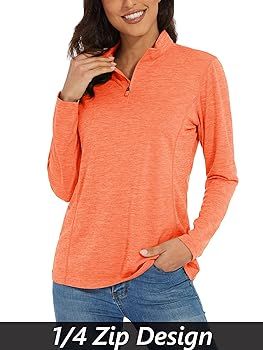 MAGCOMSEN Women's 1/4 Zip Shirts UPF 50+ Sun Protection Pullover Long Sleeve Quick Dry Workout Hi... | Amazon (US)