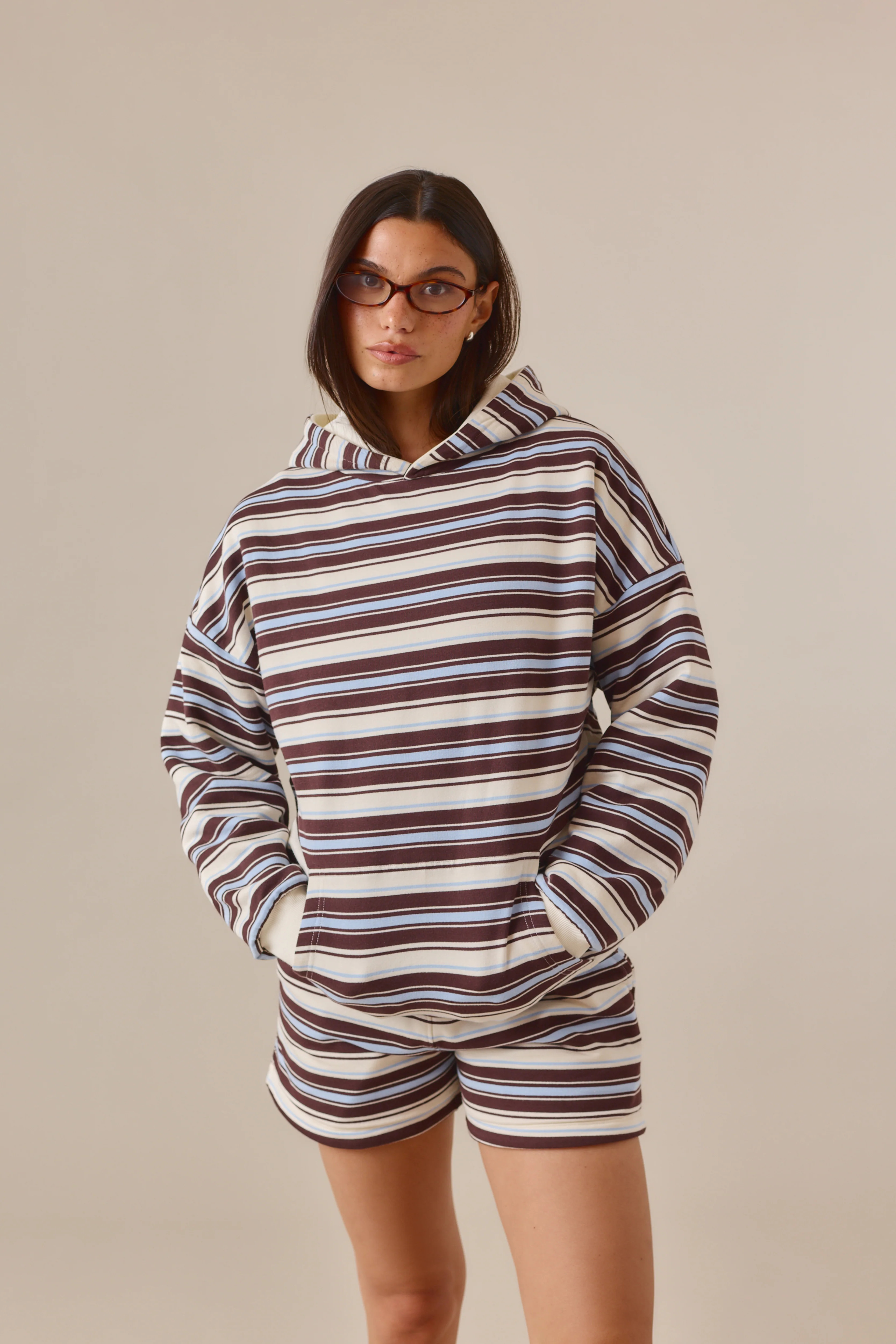 Reversible Stripe Oversized Hoodie - Cr\u00e8me | Reasn