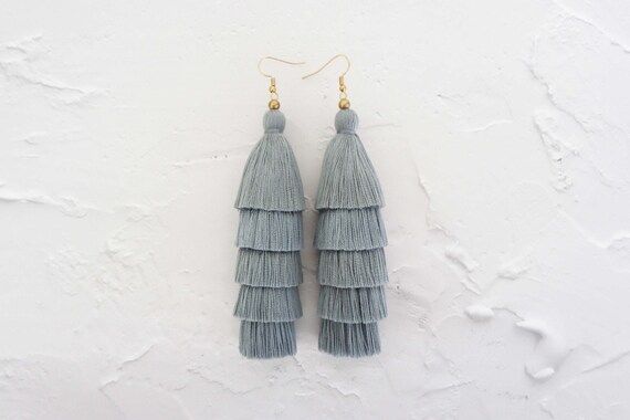 Five Layered Gray Tassel Earrings | Etsy | Etsy (US)