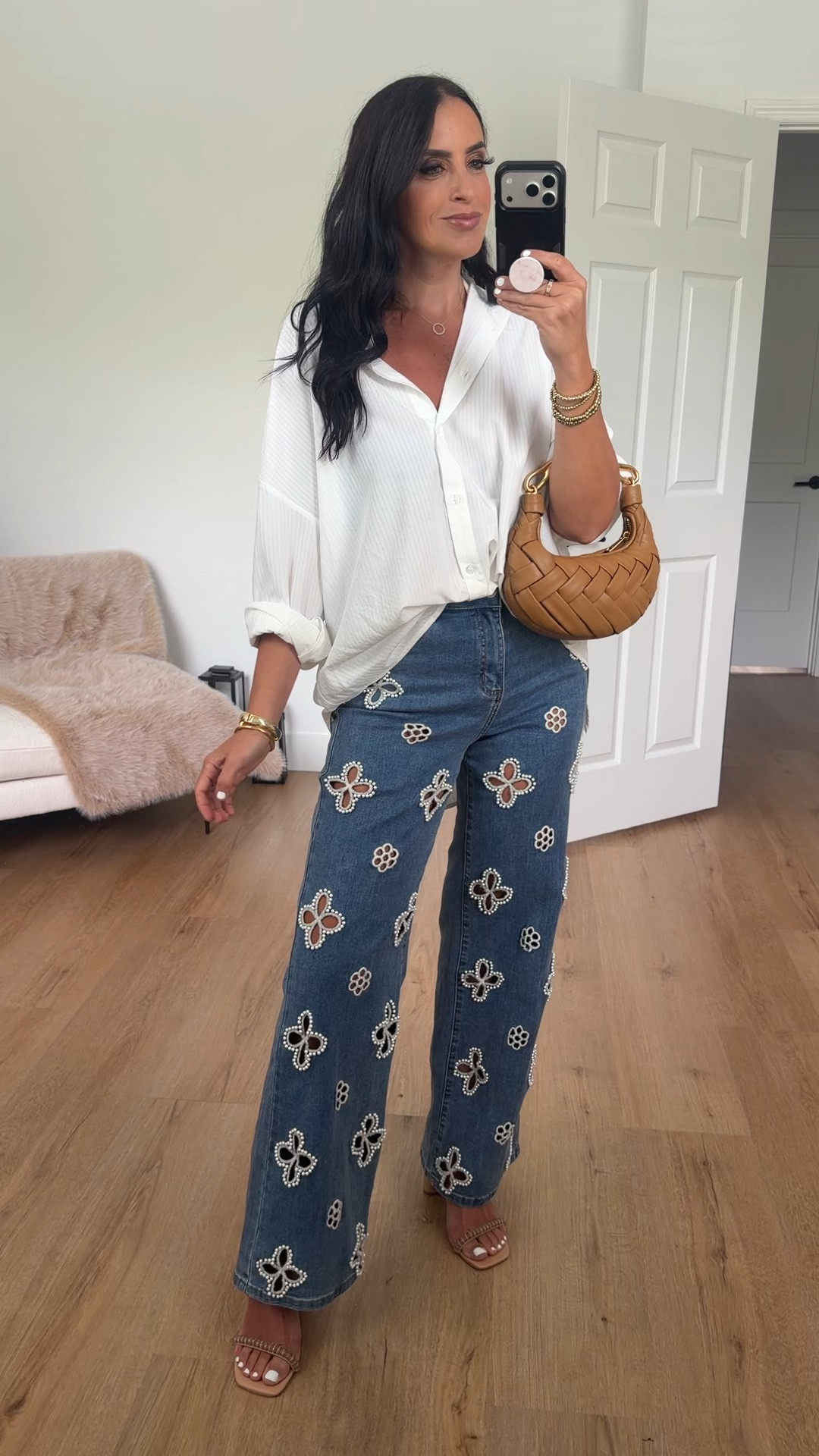 Petal & Pup Edwards Stripe Shirt wearing size small. Noli jeans wearing size 27