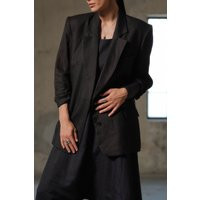 Oversized Black Linen Blazer, Boxy Fit, Plus Sizes | Etsy (US)