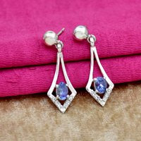 Tanzanite Earrings, 925 Sterling Silver Earring, Handmade Boho & Cz Jewelry, Gift For Her | Etsy (US)