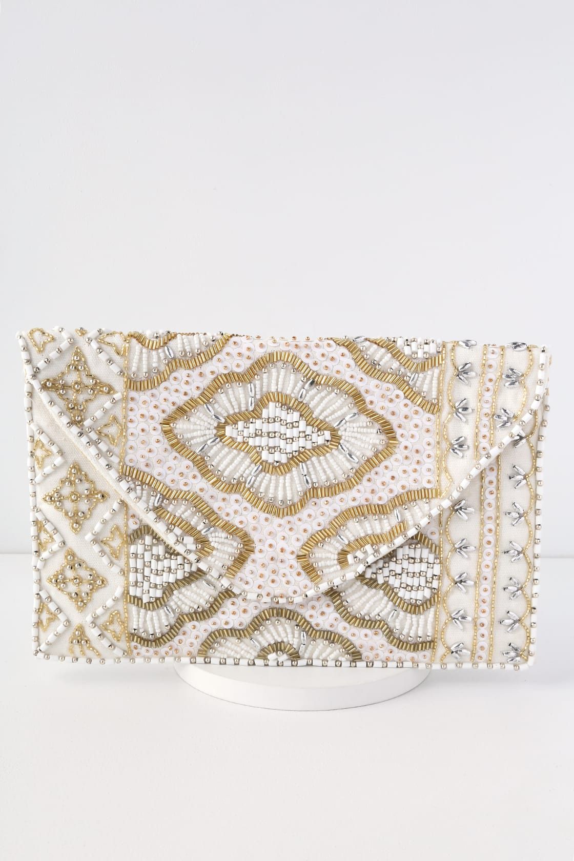 Etched in Stone Cream Beaded Clutch | Lulus (US)
