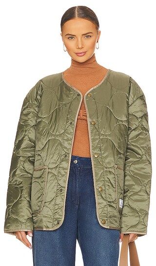 Contrast Quilted Jacket in Green | Revolve Clothing (Global)