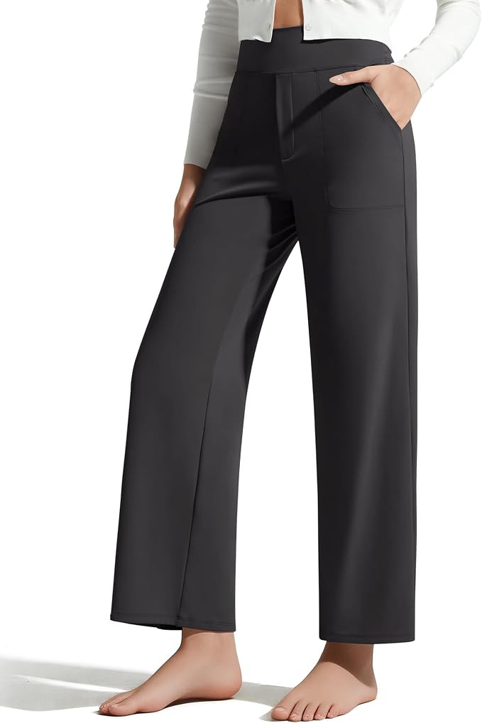 G4Free BareFeel 7/8 Length Wide Leg Yoga Pants for Women with Pockets High Stretch Waist Copped P... | Amazon (US)