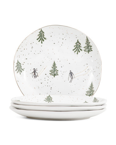 Set Of 4 Ski Lodge Dinner Plates | TJ Maxx
