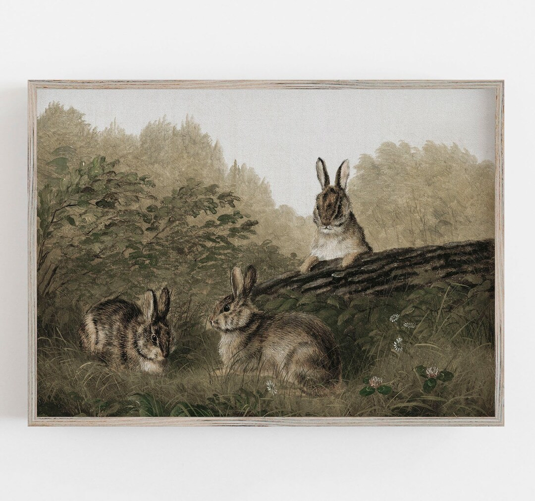 Rabbits Wall Art | Vintage Wall Art | Bunny Rabbit Print | Easter Wall Art | Antique Wall Art | C... | Etsy (US)