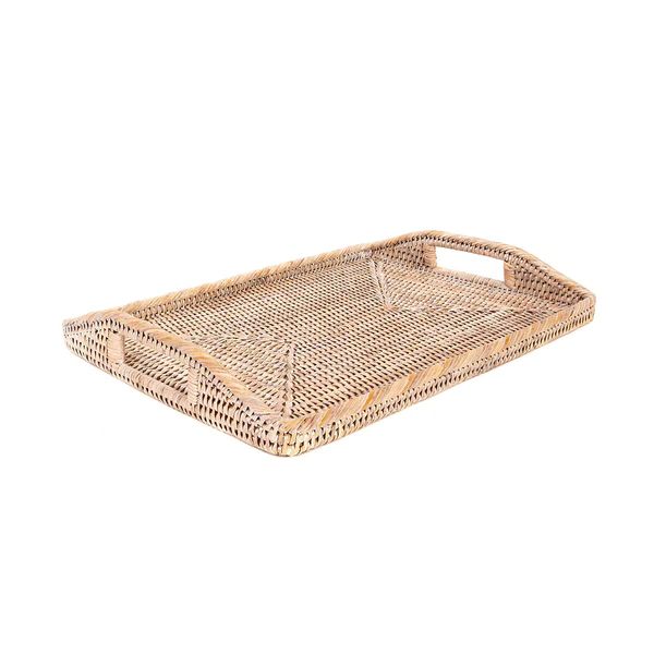 Medium Woven Tray with Handles in Whitewash | Caitlin Wilson Design