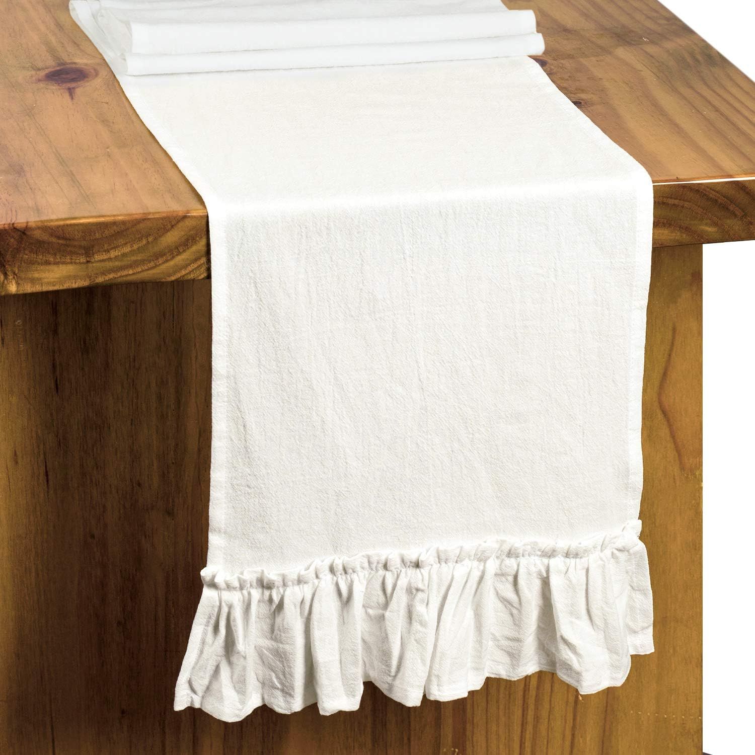 Letjolt White Table Runner Valentine's Day Table Runner Ruffle Rustic Fabric Decor Wedding Baby S... | Amazon (US)