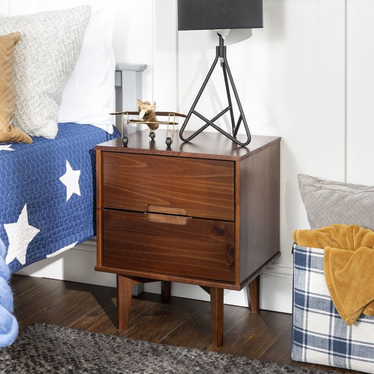 Walker Edison Sonoma 2-Drawer Nightstand, Walnut | Walmart (US)