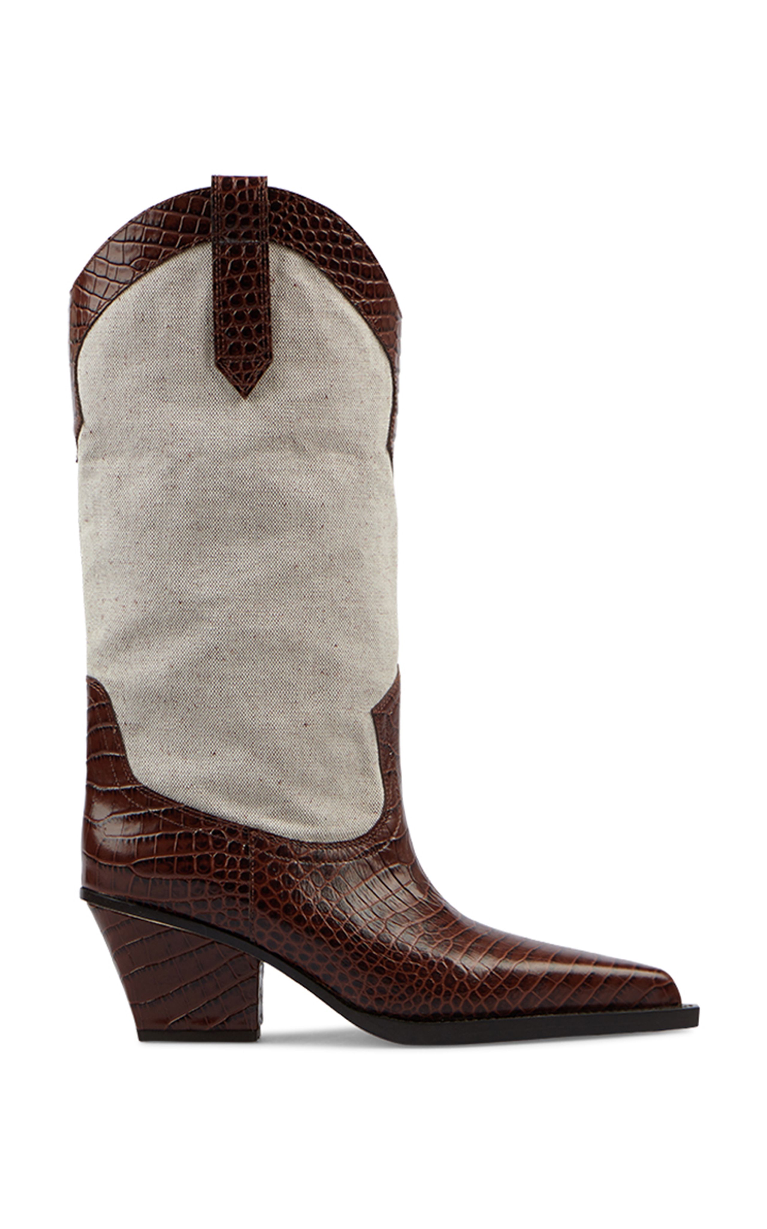 Rosario Leather-Trimmed Canvas Western Boots | Moda Operandi (Global)