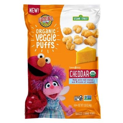 Earth's Best Sesame Street Organic Veggie Cheddar Puffs Baby Snacks - 1.55oz | Target