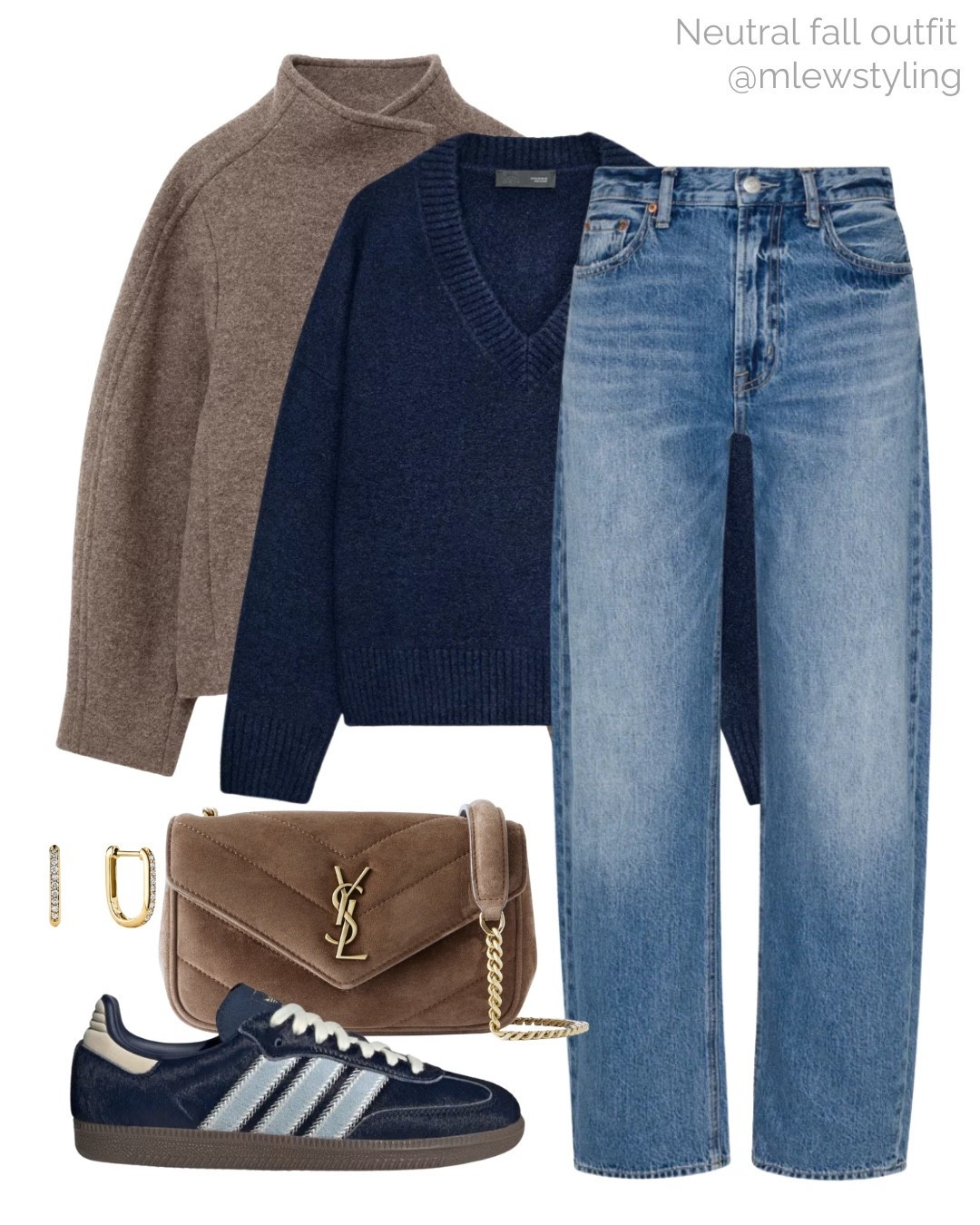 Neutral autumn outfit with navy blue 💙

Tags: other stories wool jacket, pistola denim, barrel leg jeans, new in Zara v-neck sweater, fall outfit, ysl suede quilted bag, navy adidas samba sneakers 

#LTKStyleTip #LTKShoeCrush #LTKItBag