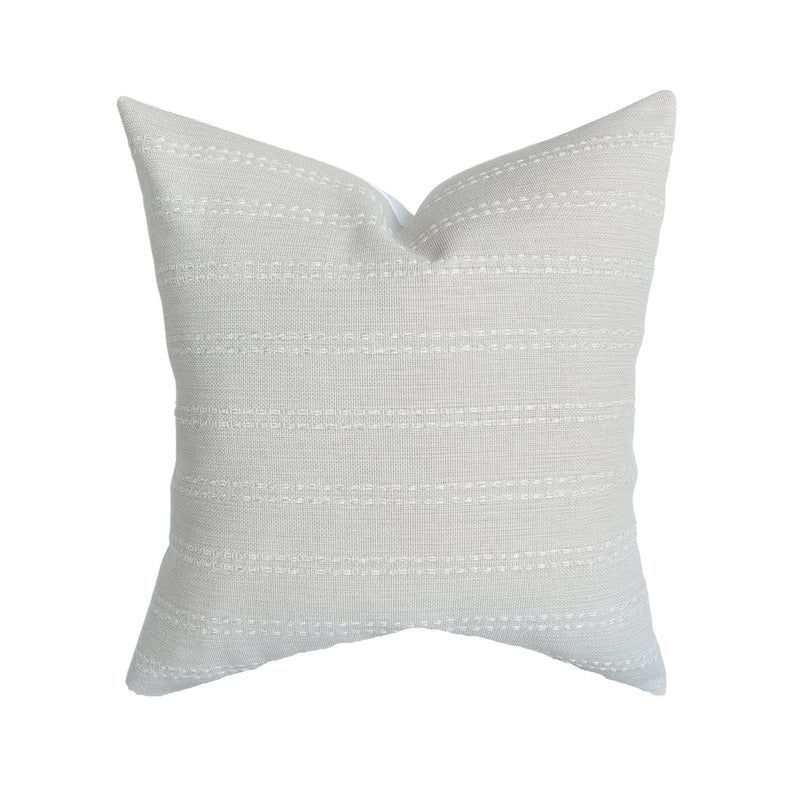 Lenna | Woven Ivory Stripe Pillow Cover | Linen & James