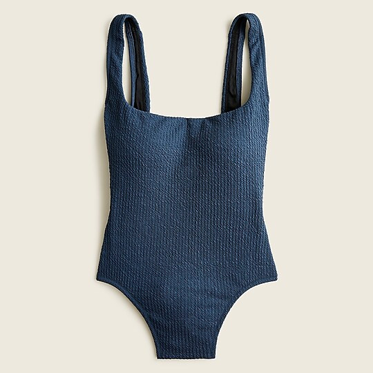 Textured squareneck one-piece | J. Crew US