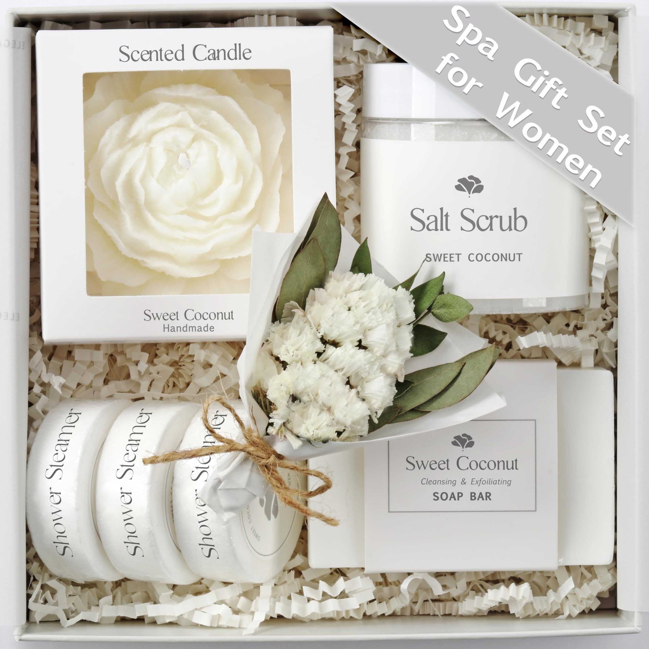 Sweet Coconut Spa Gift Baskets for Women – Luxury Birthday Bath Gifts for Mom, Wife, Sister, Fr... | Amazon (US)
