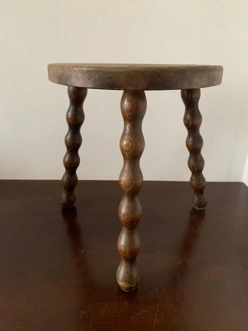 Stool Vintage French Stool Traditional Milking Stool Bobbing Legs Small Tabouret Rest Plinth Seat... | Etsy (US)