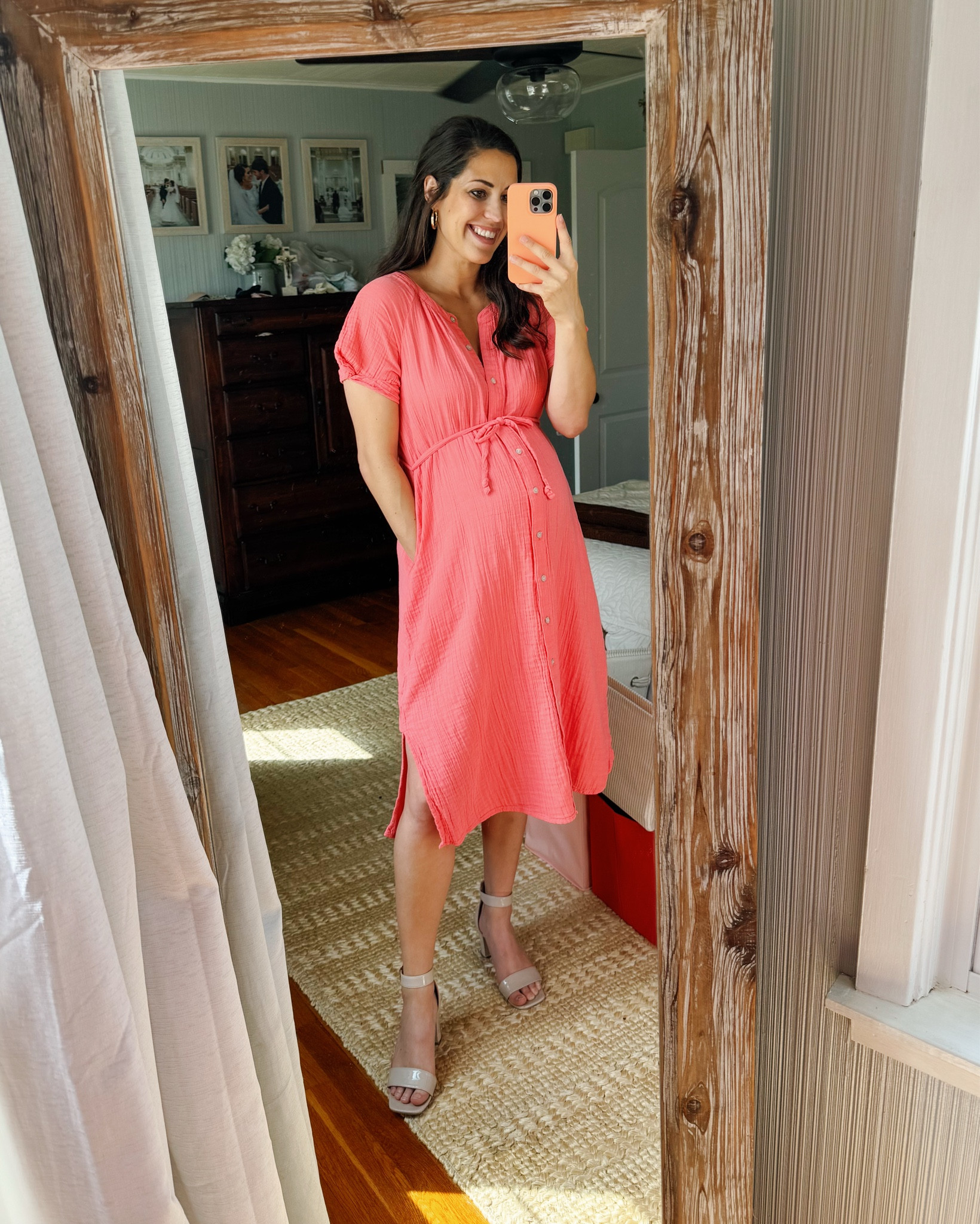 Beauty cotton/gauze dress that is bump + breastfeeding friendly UNDER $20 from Walmart! 

Perfect match of Coral for HOC Autumn + Springs 

#LTKBump #LTKBaby #LTKFindsUnder50