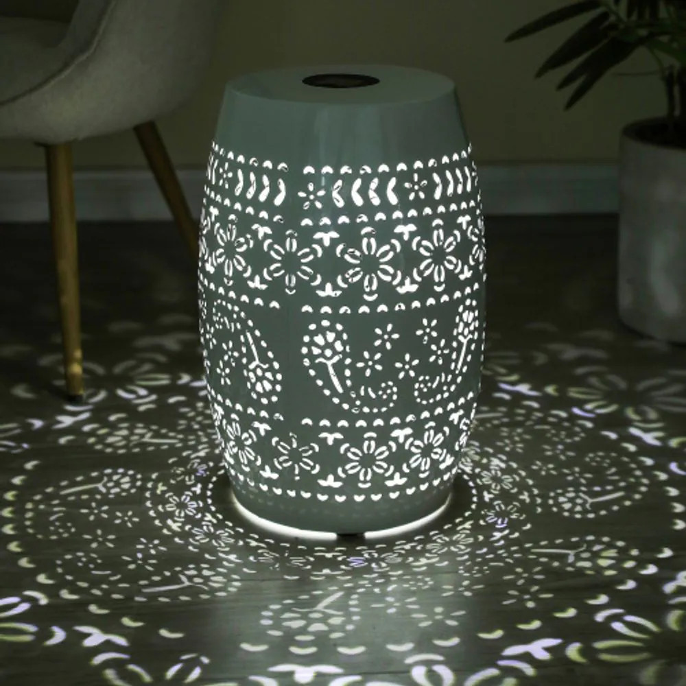 Blisstyle Solar Side Table with Built in Solar Battery Stunning Flower Pattern at Night Eco Friendly and Energy Efficient Outdoor Furniture Ideal for | Lowe's