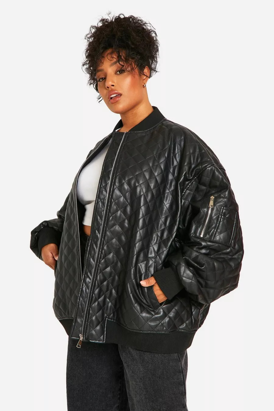 Plus Quilted Oversized Bomber Jacket | boohoo (US & Canada)