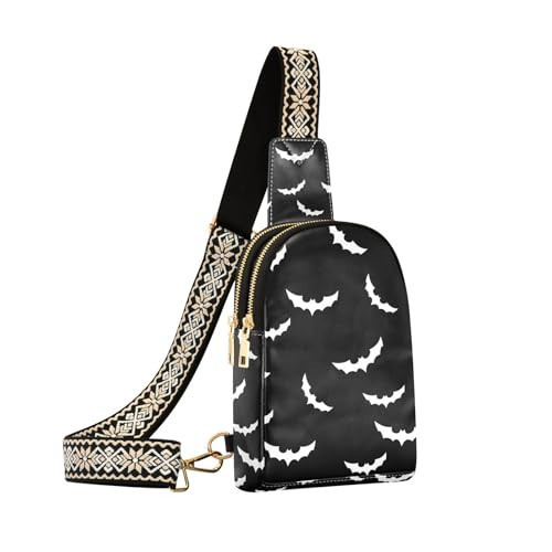 NCRJCZQL Halloween Bat Crossbody Sling Bag for Women Leather Shoulder Chest Bag Small Fanny Pack for Hiking Travel | Amazon (US)